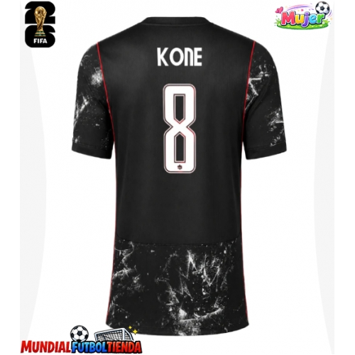 Camiseta Canadá Ismael Kone #8 Segunda Equipación Replica Mundial 2026 para mujer mangas cortas